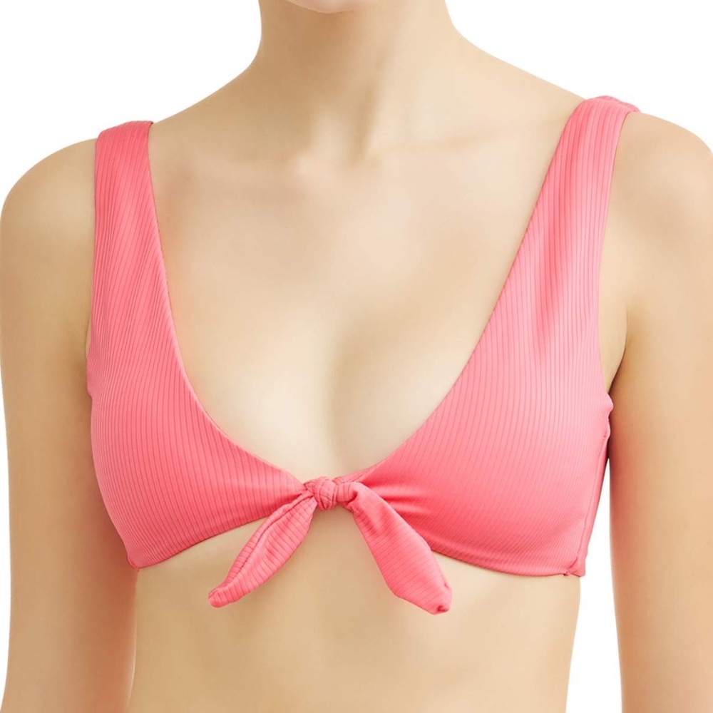 Peach Tie Front Bikini Top